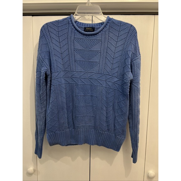 Polo Ralph Lauren Sweaters - Polo Ralph Lauren BLUE Cable Knit Pullover Sweater Women's Sz S, Cotton
